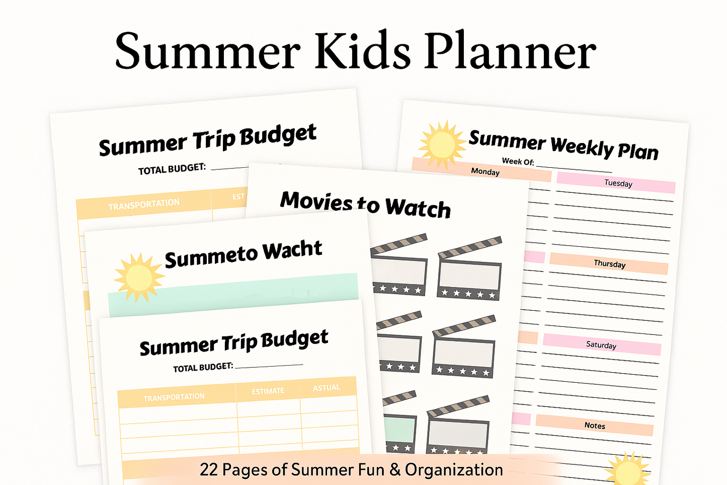 Summer Kids Planner