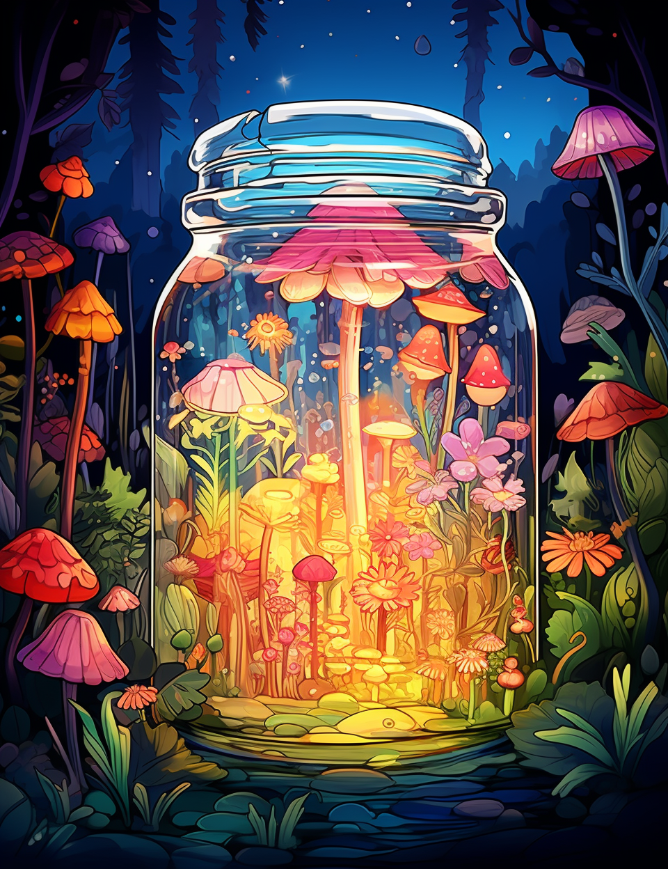 Life inside a jar - 200 Pages Colouring Book Digital Download