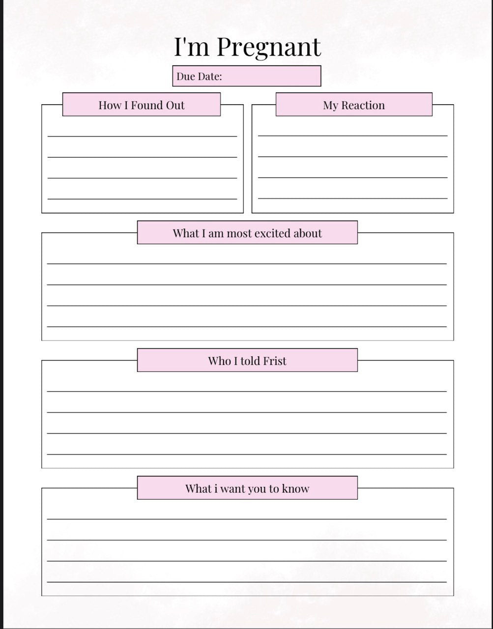 Pregnancy Planner - Complete 59 Page Pregnancy Journal & Organiser