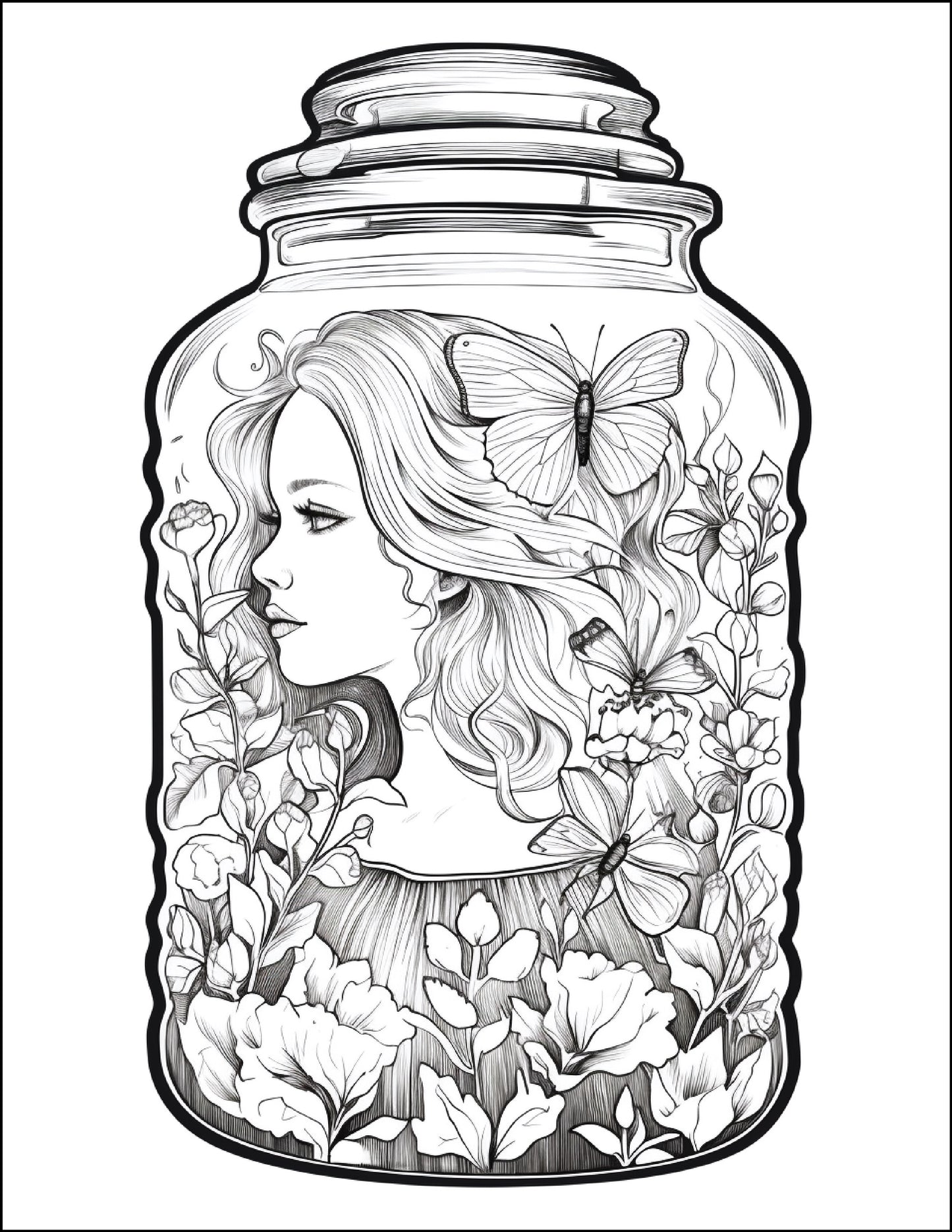 Life inside a jar - 200 Pages Colouring Book Digital Download