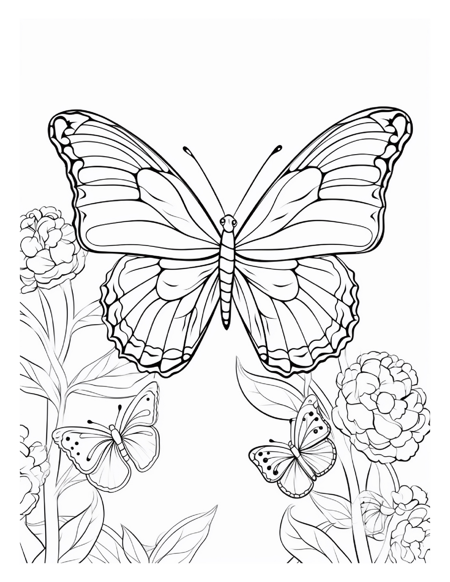 Beautiful Butterflies Colouring Book - 190 Pages for Adults & Kids