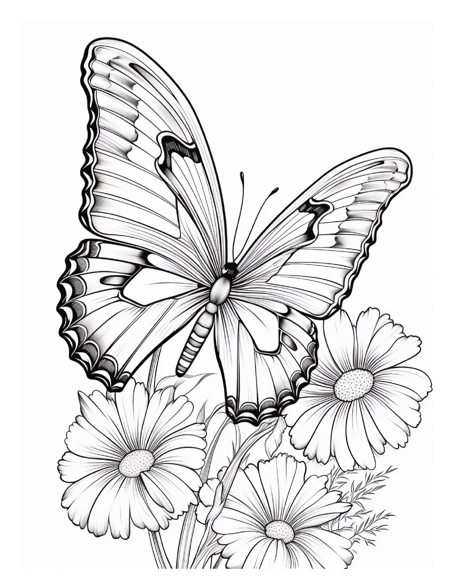 Beautiful Butterflies Colouring Book - 190 Pages for Adults & Kids