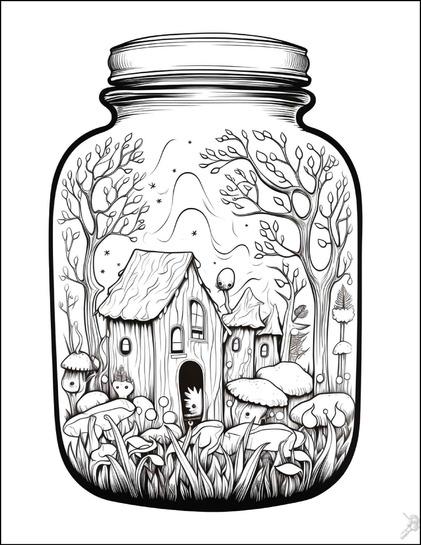 Life inside a jar - 200 Pages Colouring Book Digital Download