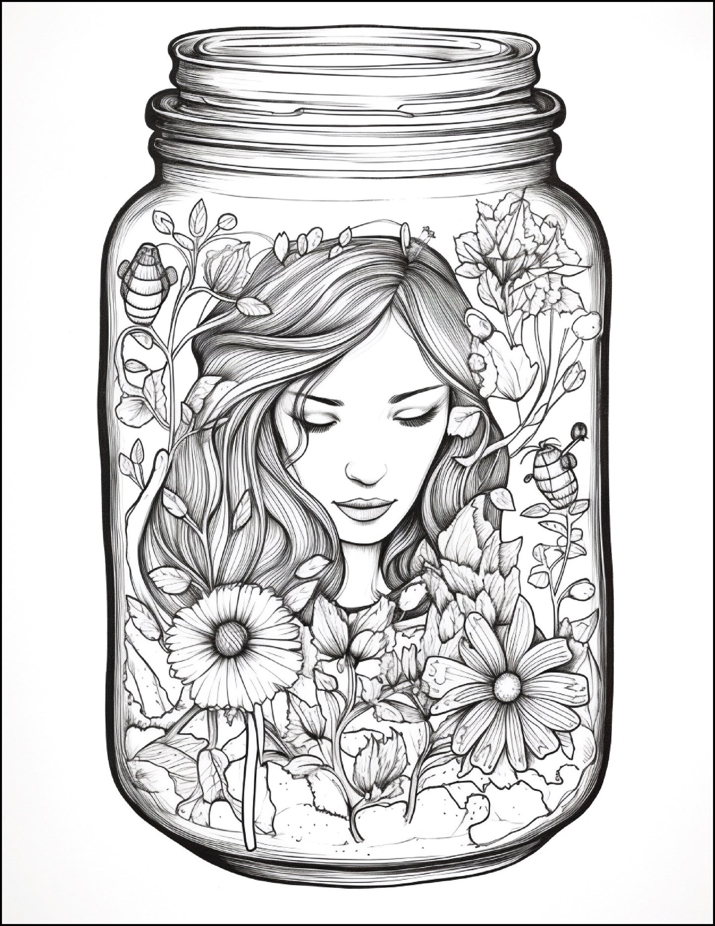 Life inside a jar - 200 Pages Colouring Book Digital Download