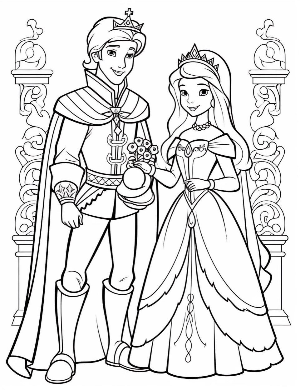Prince and Princess Colouring Book 100 Pages